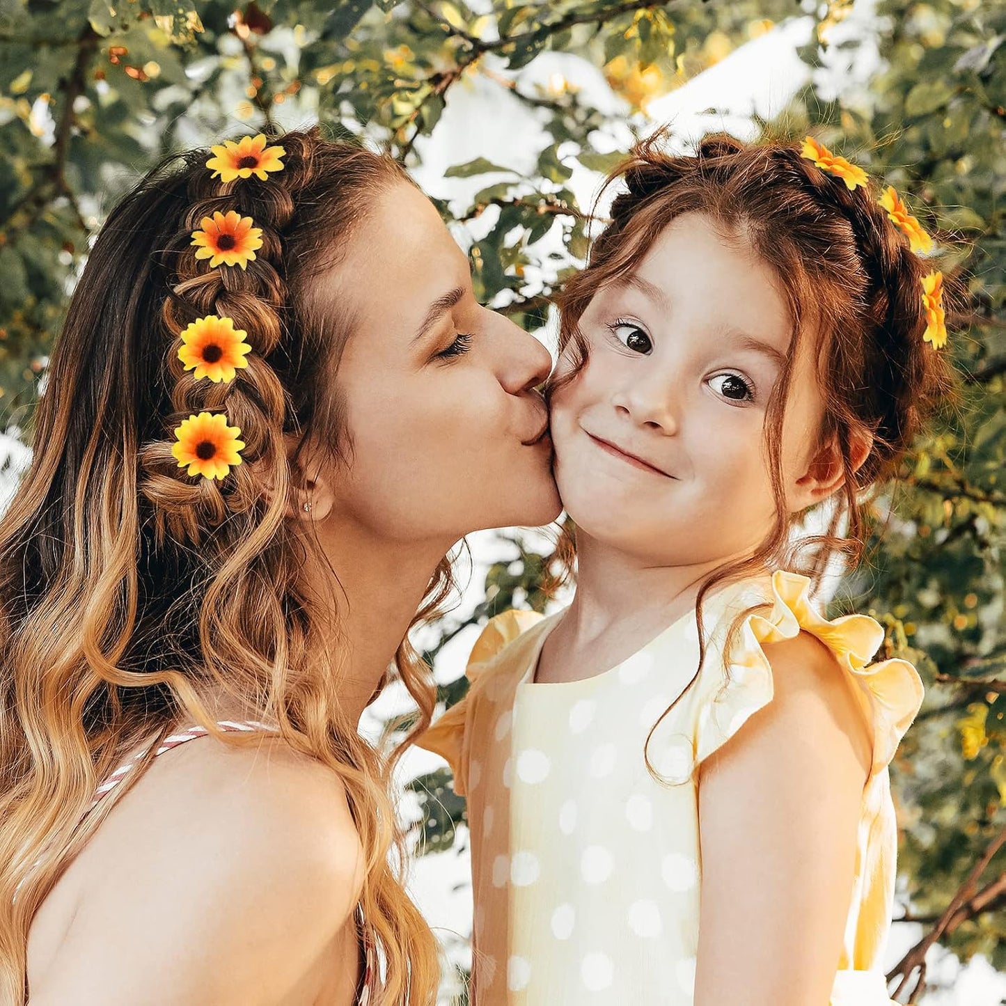 24 Pcs Sunflower Hair Clips Sunflower Hair Accessories Pins Yellow Daisy Flower Hairpins Bridal Wedding Accessories for Women Girls Bridesmaids Proms Wedding Party Decorations