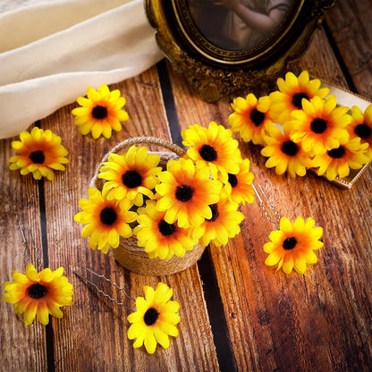 24 Pcs Sunflower Hair Clips Sunflower Hair Accessories Pins Yellow Daisy Flower Hairpins Bridal Wedding Accessories for Women Girls Bridesmaids Proms Wedding Party Decorations