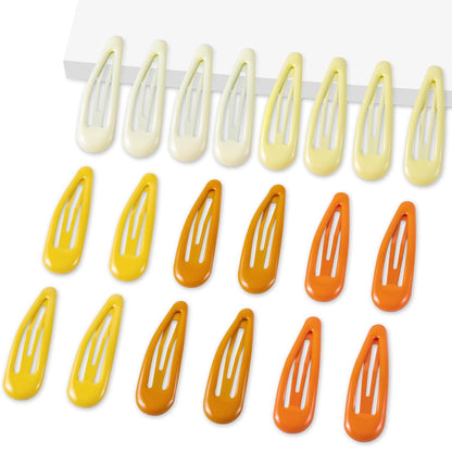 20 PCS Metal Snap Hair Clips Water Drop No Slip Barrettes for Women Bright Small Hair Clips For Thick And Thin Fine Hair,Multiple Yellow Orange,1.97 x 0.5 In.