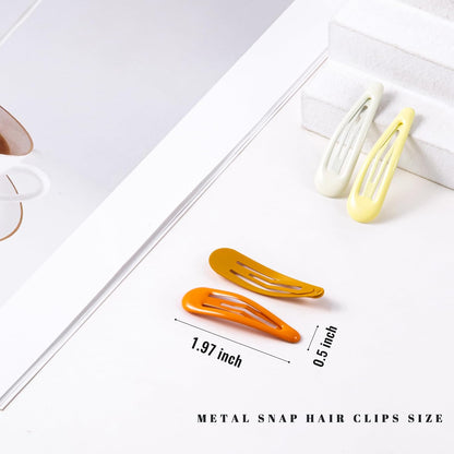 20 PCS Metal Snap Hair Clips Water Drop No Slip Barrettes for Women Bright Small Hair Clips For Thick And Thin Fine Hair,Multiple Yellow Orange,1.97 x 0.5 In.
