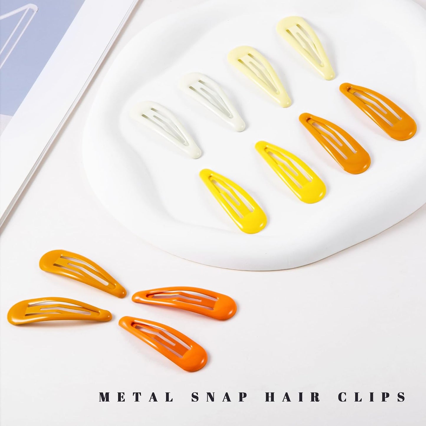 20 PCS Metal Snap Hair Clips Water Drop No Slip Barrettes for Women Bright Small Hair Clips For Thick And Thin Fine Hair,Multiple Yellow Orange,1.97 x 0.5 In.