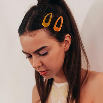 20 PCS Metal Snap Hair Clips Water Drop No Slip Barrettes for Women Bright Small Hair Clips For Thick And Thin Fine Hair,Multiple Yellow Orange,1.97 x 0.5 In.