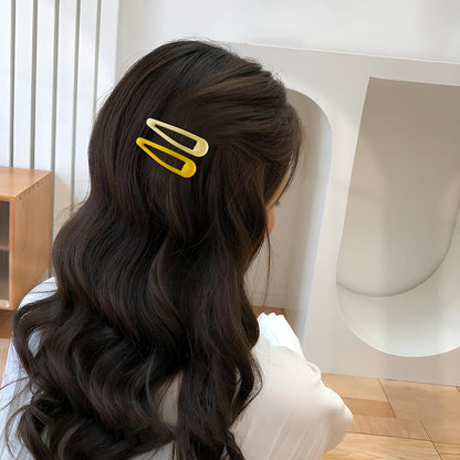 20 PCS Metal Snap Hair Clips Water Drop No Slip Barrettes for Women Bright Small Hair Clips For Thick And Thin Fine Hair,Multiple Yellow Orange,1.97 x 0.5 In.
