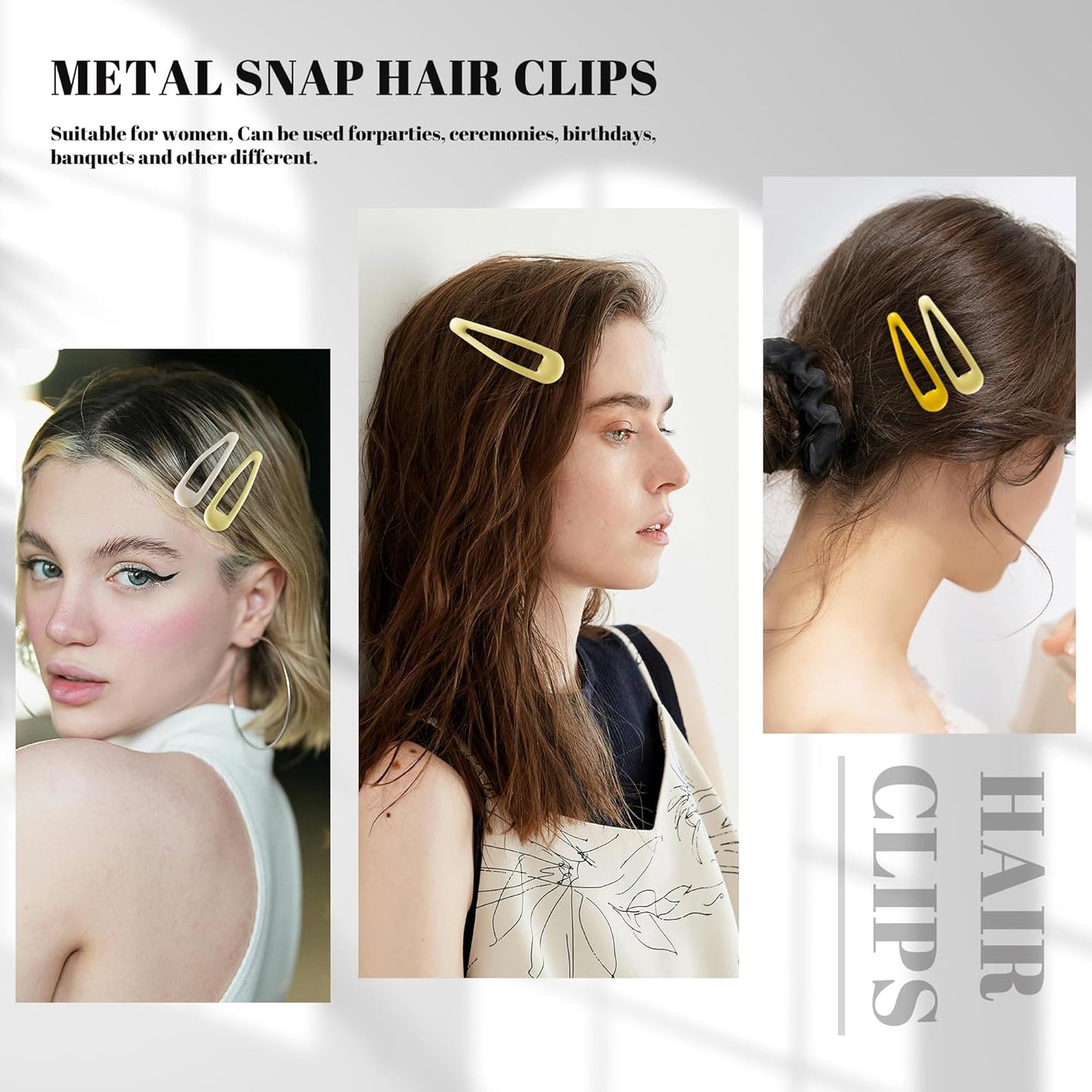 20 PCS Metal Snap Hair Clips Water Drop No Slip Barrettes for Women Bright Small Hair Clips For Thick And Thin Fine Hair,Multiple Yellow Orange,1.97 x 0.5 In.