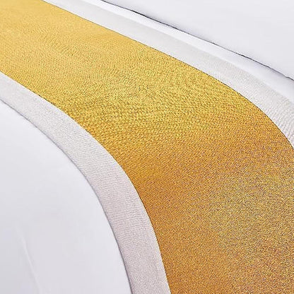 Bed Runner Hotel Decor Cotton Linen Blend Bed Throws for Foot of Bed Bedroom Soft Bedspread Protector Modern Bedding Decorative No Fading Bed Tail Towel-Yellow||1pcs Pillowcase 50 * 50cm