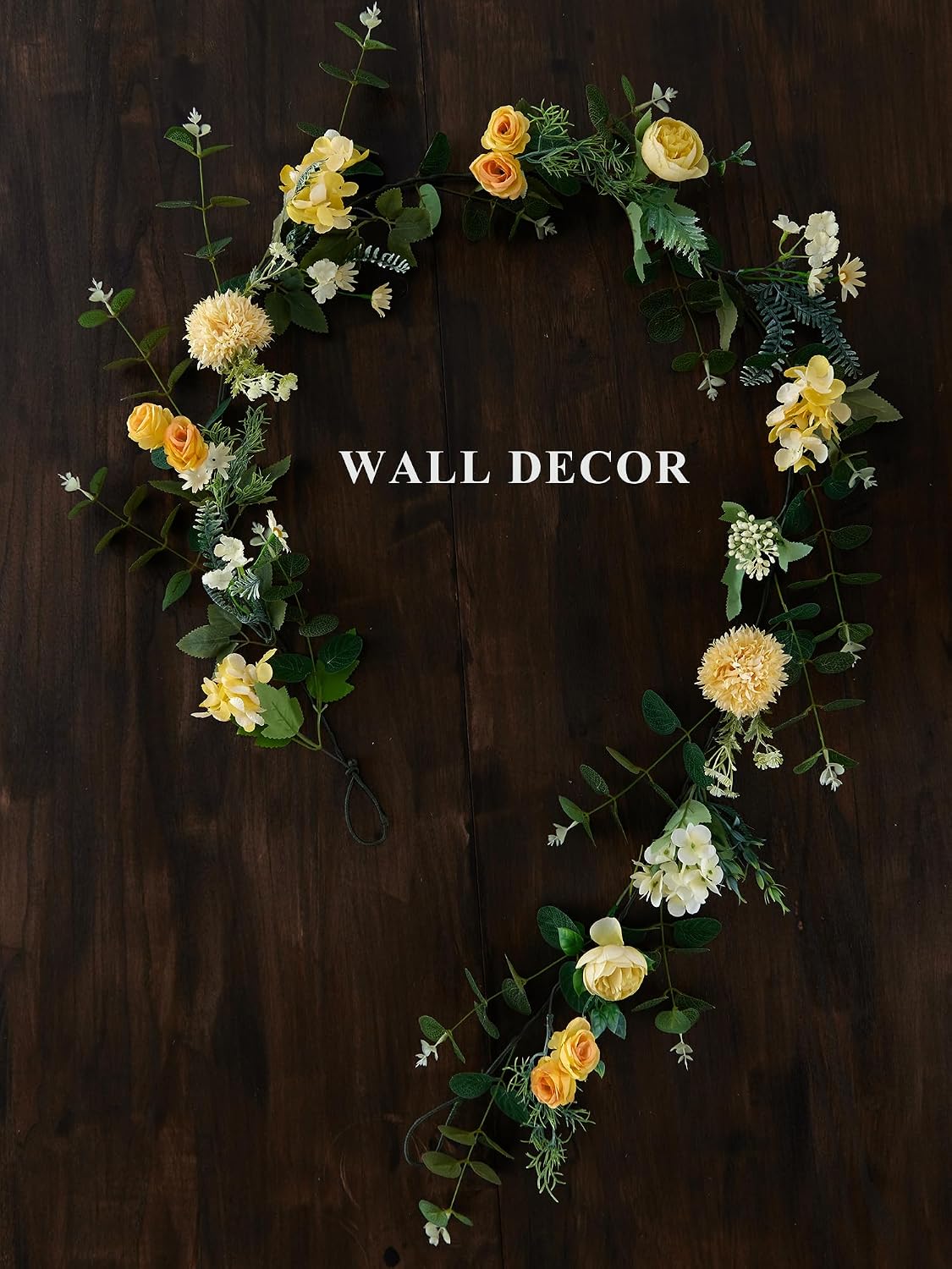 MISSPIN 5.9Ft Eucalyptus Garland with Flowers, Artificial Fake Flower Greenery Spring Garland for Baby Shower Wedding Mantle Table Centerpiece Spring Decor