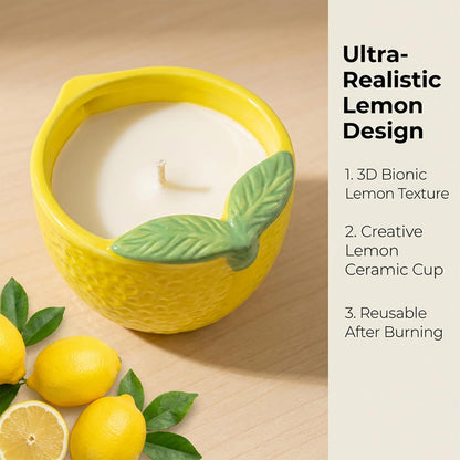 Lemon Scented Candle – 4.23 oz (120g) Natural Soy Wax, 30-Hour Clean Burn, Lemon-Shaped Ceramic Jar, Home Fragrance & Thoughtful Gift for Home (Yellow)