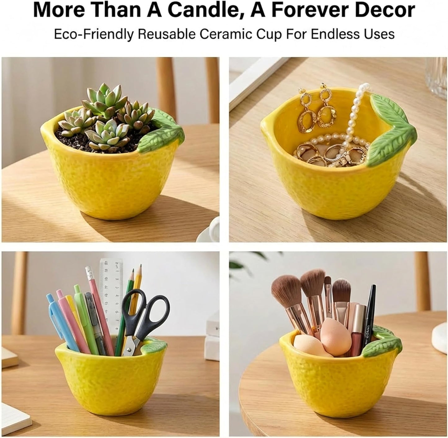 Lemon Scented Candle – 4.23 oz (120g) Natural Soy Wax, 30-Hour Clean Burn, Lemon-Shaped Ceramic Jar, Home Fragrance & Thoughtful Gift for Home (Yellow)