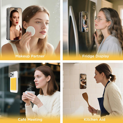 2 Pack Silicone Suction Cup Phone Case Mount Double-Sided, Hands-Free Strong Grip Holder for iPhone and Android, Sticky Phone Stand for Selfies and Videos, Yellow+Transparent
