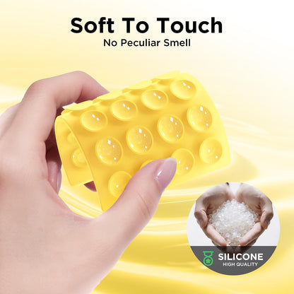 2 Pack Silicone Suction Cup Phone Case Mount Double-Sided, Hands-Free Strong Grip Holder for iPhone and Android, Sticky Phone Stand for Selfies and Videos, Yellow+Transparent