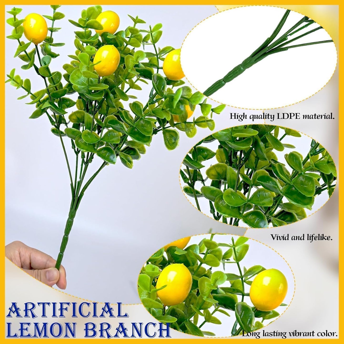 Amalfi Coast Party Decorations – 5 Set Blue Tiles Lemon Table Centerpieces with Artificial Lemons & Branches, Mediterranean Capri Themed Decor Box for Wedding, Bridal Shower, Baby Shower