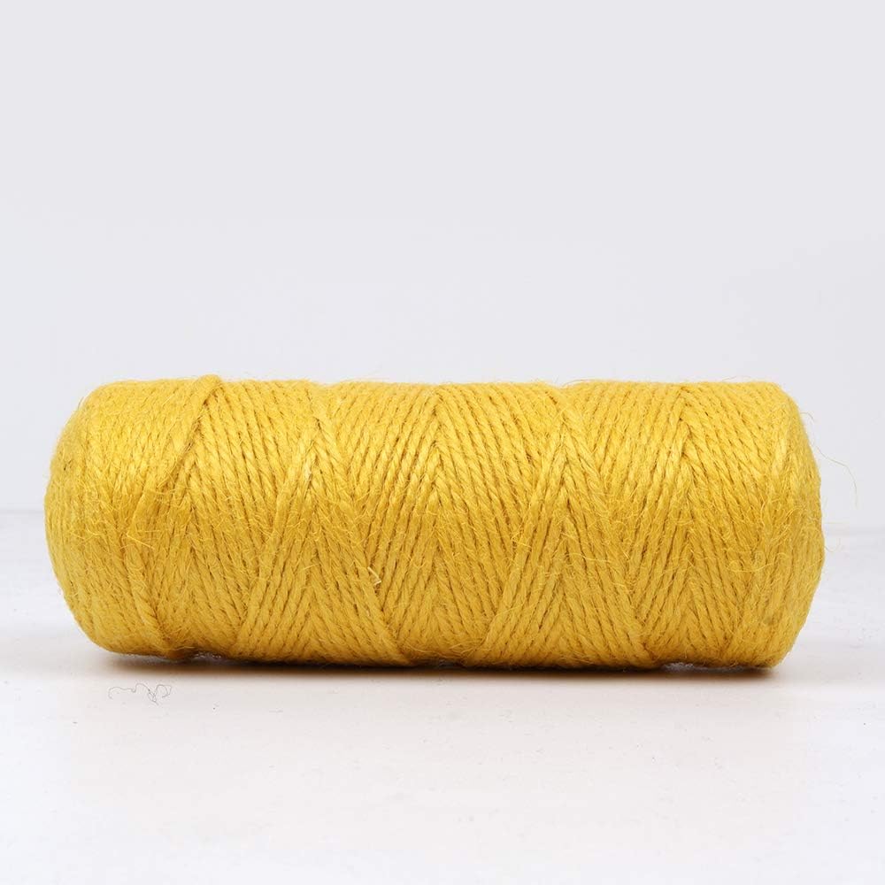 300 Feet Natural Jute Twine Best Arts Crafts Gift Twine Christmas Industrial Packing Materials Durable String for Gardening Applications(Yellow)