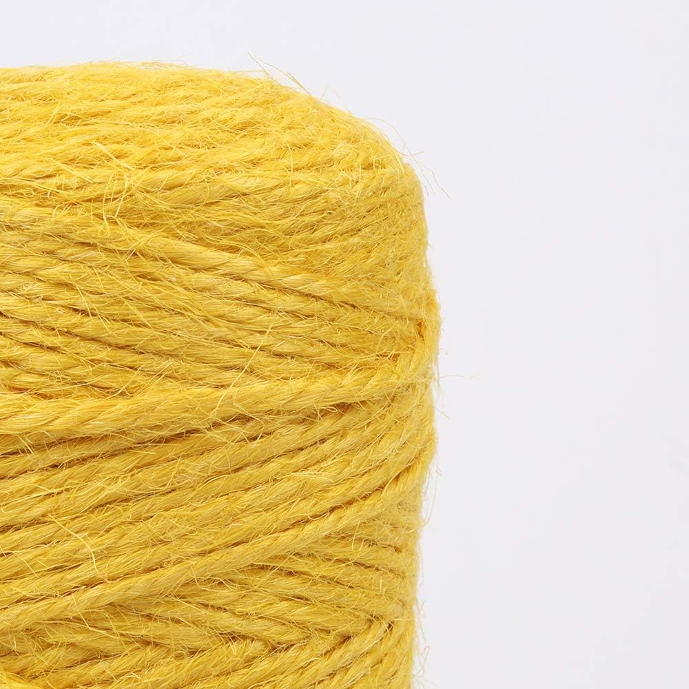 300 Feet Natural Jute Twine Best Arts Crafts Gift Twine Christmas Industrial Packing Materials Durable String for Gardening Applications(Yellow)