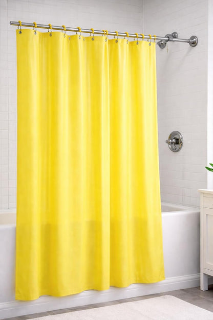 inc. Essentials Decorative PEVA Shower Curtain Liner - PVC-Free, Odorless with Magnetized Bottom, Rustproof Grommets & Yellow Chrome Finish Roller Ball Hooks Set