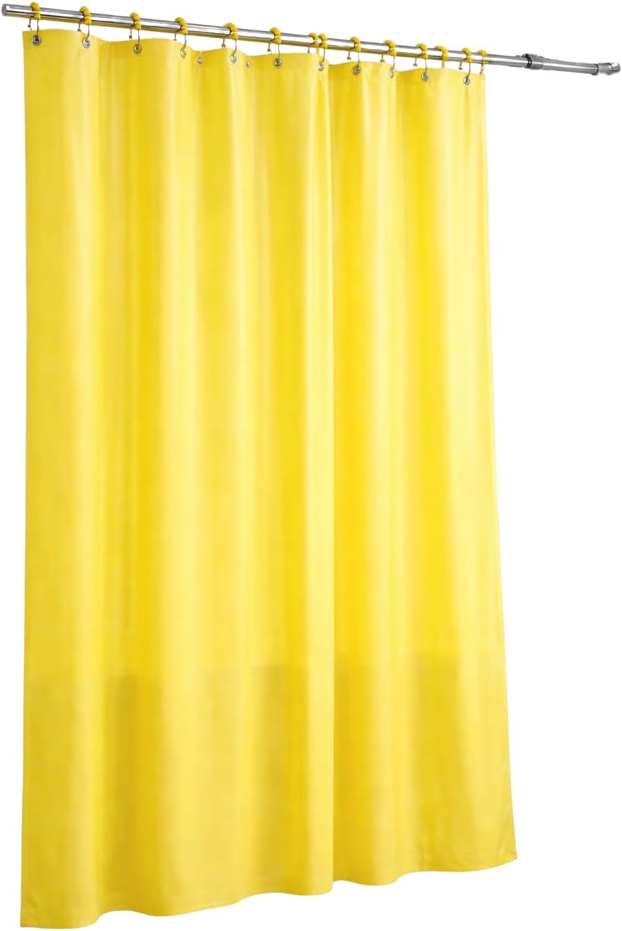inc. Essentials Decorative PEVA Shower Curtain Liner - PVC-Free, Odorless with Magnetized Bottom, Rustproof Grommets & Yellow Chrome Finish Roller Ball Hooks Set
