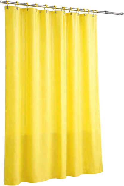 inc. Essentials Decorative PEVA Shower Curtain Liner - PVC-Free, Odorless with Magnetized Bottom, Rustproof Grommets & Yellow Chrome Finish Roller Ball Hooks Set