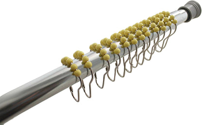 inc. Essentials Decorative PEVA Shower Curtain Liner - PVC-Free, Odorless with Magnetized Bottom, Rustproof Grommets & Yellow Chrome Finish Roller Ball Hooks Set