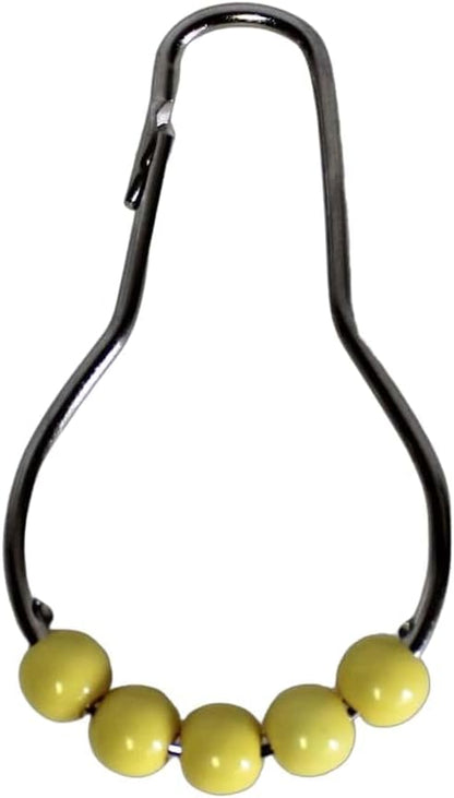 inc. Essentials Decorative PEVA Shower Curtain Liner - PVC-Free, Odorless with Magnetized Bottom, Rustproof Grommets & Yellow Chrome Finish Roller Ball Hooks Set
