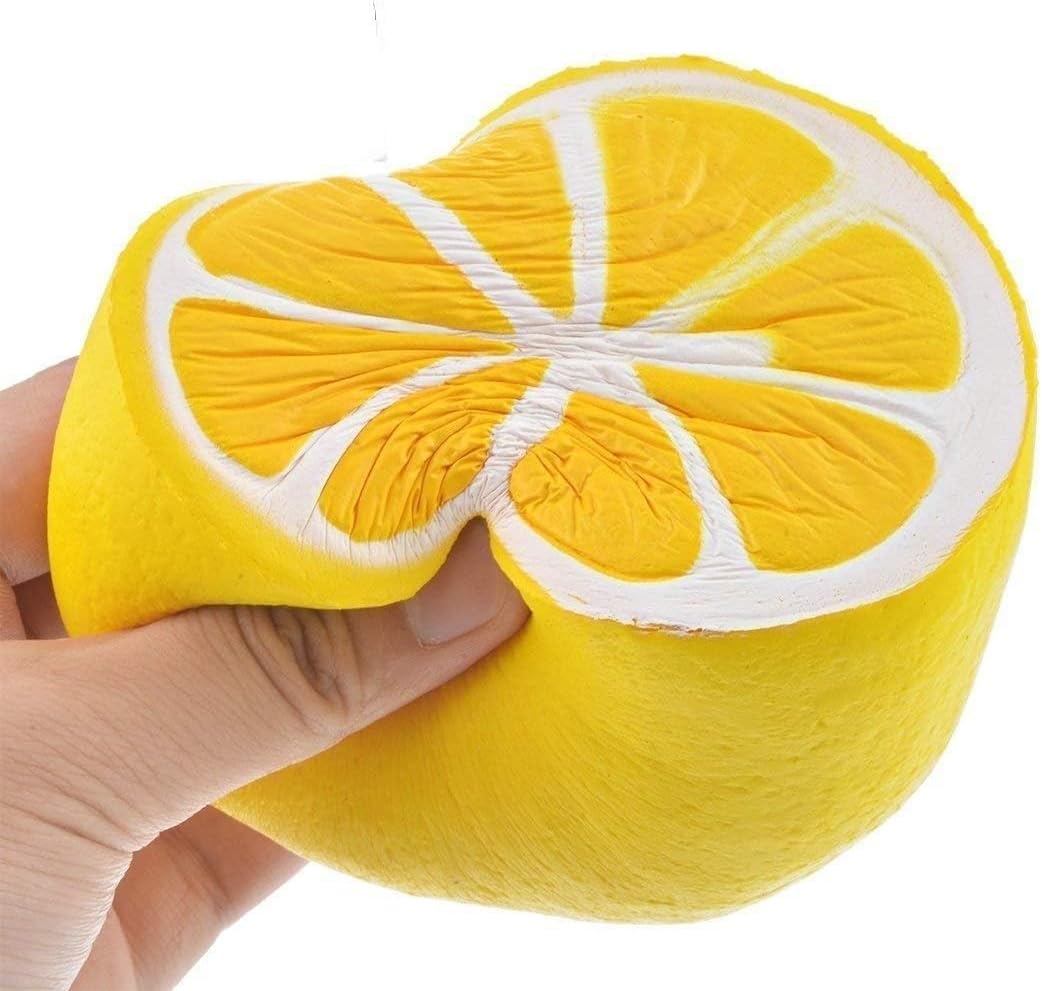 Jumbo squishies - Super Soft Squishy Toys Slow Rising Lemon Fruit Anti Stress Fidget - Stress Reliever Squeeze - Soft and Cute Squishies Toy - Squishy Kawaii - for Kids and Adults (Yellow)