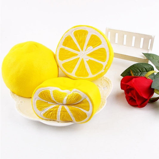 Jumbo squishies - Super Soft Squishy Toys Slow Rising Lemon Fruit Anti Stress Fidget - Stress Reliever Squeeze - Soft and Cute Squishies Toy - Squishy Kawaii - for Kids and Adults (Yellow)