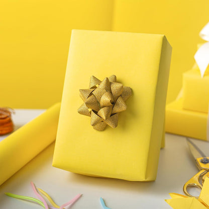 Burymento Yellow Kraft Wrapping Paper Roll - 17 Inch x 32.8 Feet 1 Roll, Double-Sided Soild Color Kraft Paper Gift Wrap for Baby Shower Bridal Shower Birthdays Christmas Craft Project