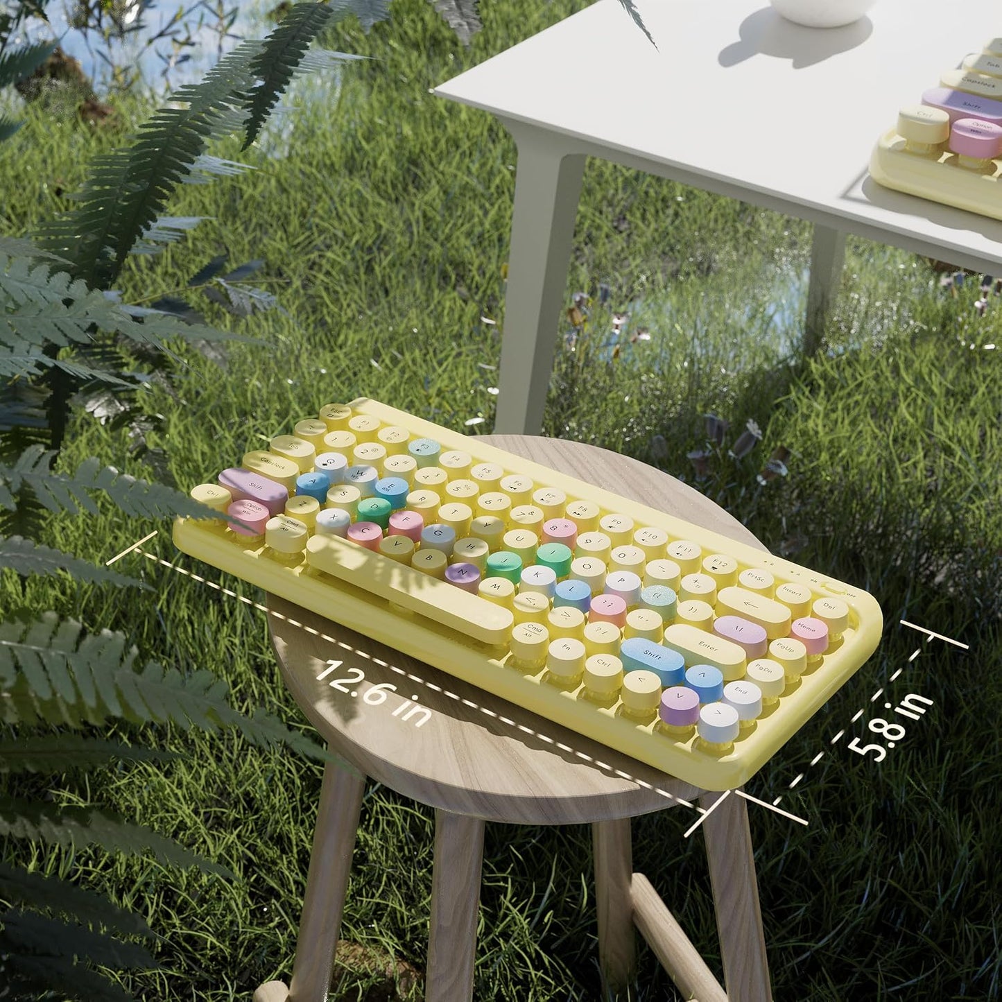 Wireless Bluetooth TKL Keyboard with 84 Retro Round Keycaps, Typewriter-Style, for PC/Mac/Tablets