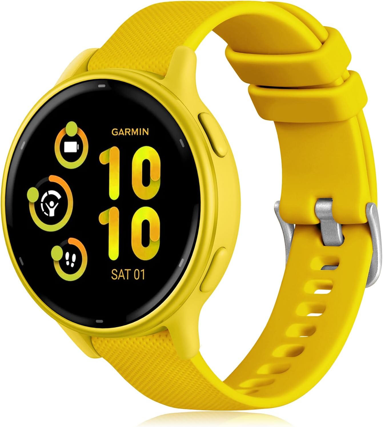 Compatible with Garmin Vivoactive 5 Watch Band/Vivoactive 3 Watch Bands,20mm Silicone Band for Garmin Venu 2 Plus/Venu Sq/Venu Watch Bands/Forerunner 645/245 Music Smartwatch Yellow