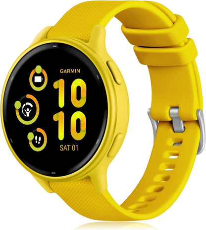 Compatible with Garmin Vivoactive 5 Watch Band/Vivoactive 3 Watch Bands,20mm Silicone Band for Garmin Venu 2 Plus/Venu Sq/Venu Watch Bands/Forerunner 645/245 Music Smartwatch Yellow