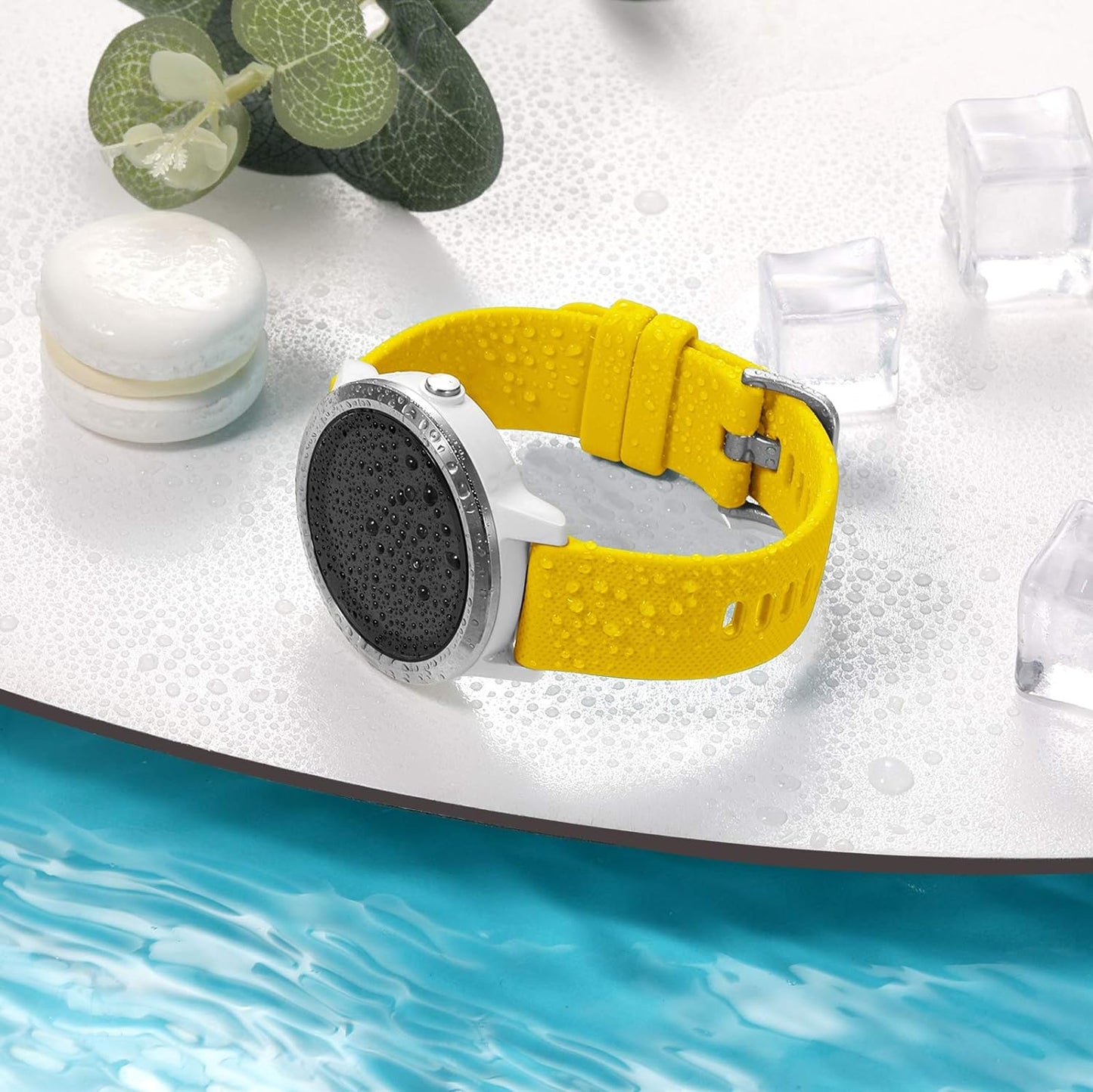 Compatible with Garmin Vivoactive 5 Watch Band/Vivoactive 3 Watch Bands,20mm Silicone Band for Garmin Venu 2 Plus/Venu Sq/Venu Watch Bands/Forerunner 645/245 Music Smartwatch Yellow