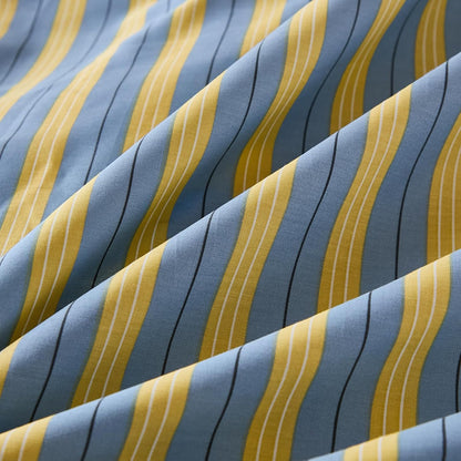Blue & Yellow Striped Pillowcases, 100% Cotton Pillow Cases, Standard Size Pillowcases, Soft Breathable Ribbon Stripe Pillow Covers, Set of 2