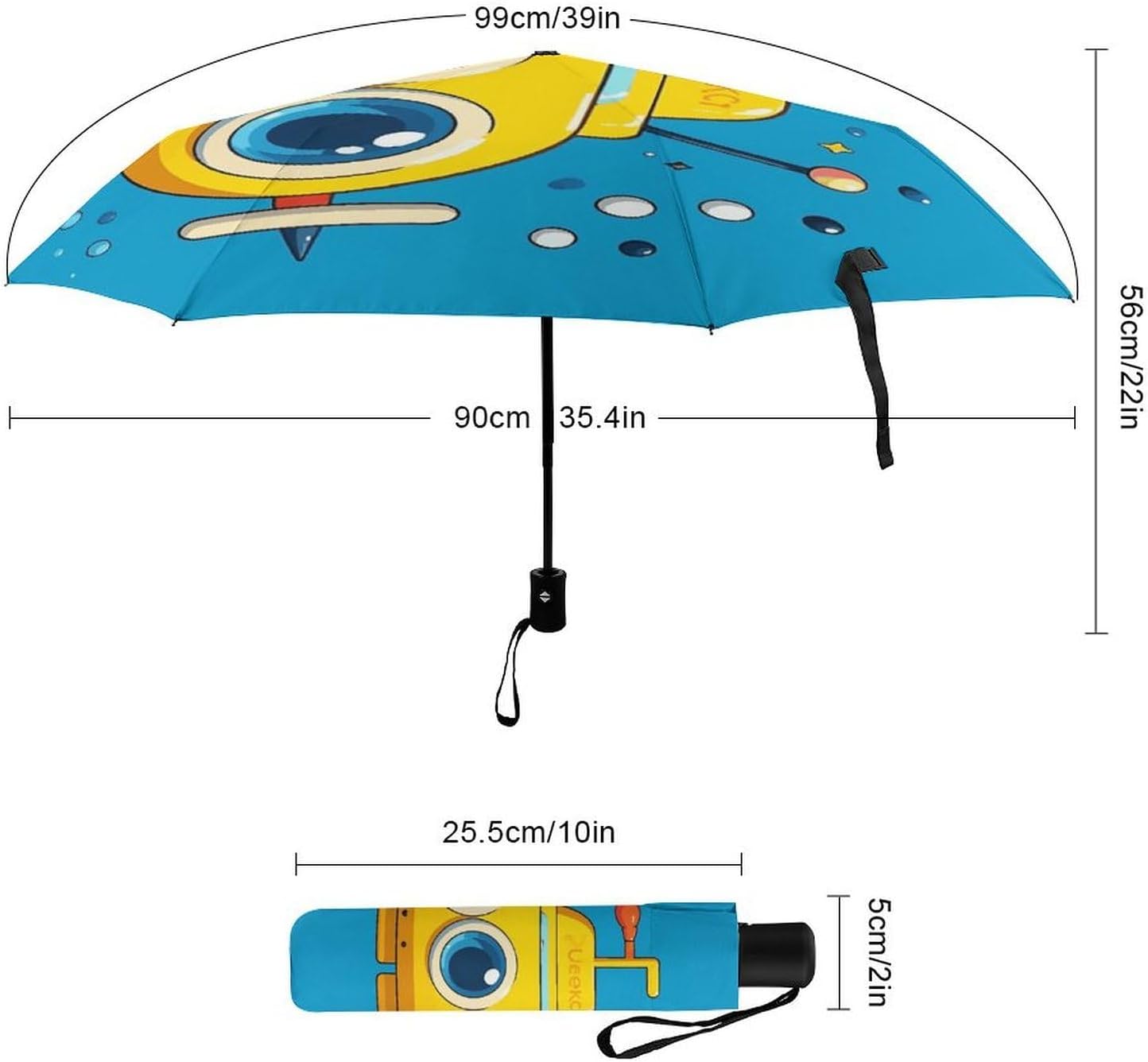 Compact Travel Umbrella, Windproof Automatic Umbrellas for Rain And Sun | Yellow Submarine Folding Umbrella, Durable Grip, Light & Portable for Women & Men, Fits Backpacks & Cars