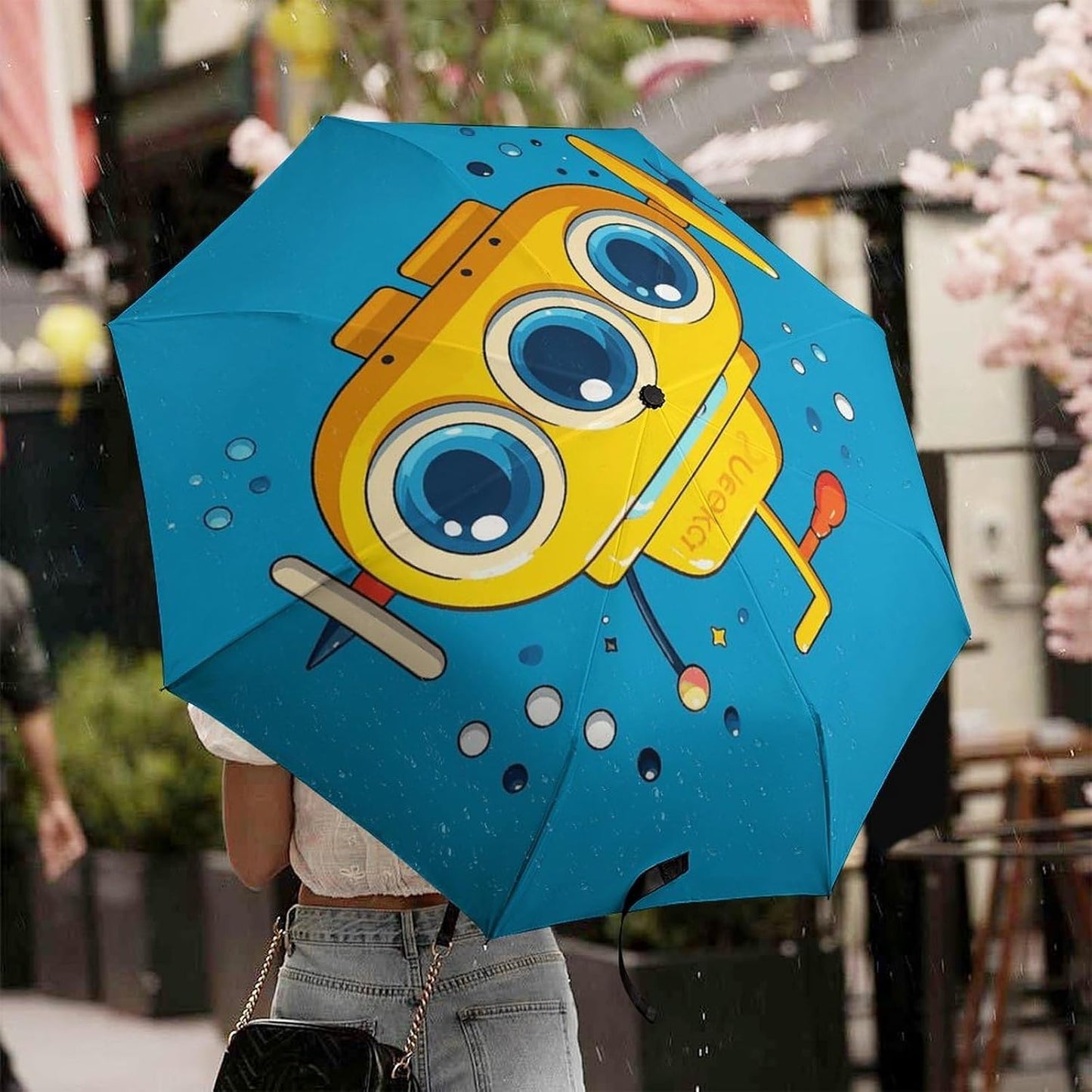 Compact Travel Umbrella, Windproof Automatic Umbrellas for Rain And Sun | Yellow Submarine Folding Umbrella, Durable Grip, Light & Portable for Women & Men, Fits Backpacks & Cars