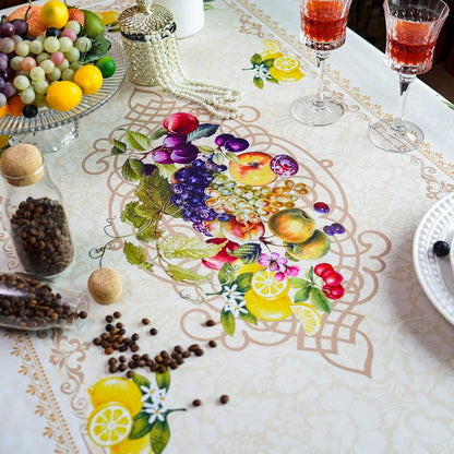 Lace Embroidered Table Cloth,Rectangular Farmhouse TableCover,Classic Oblong Antique Flower Decor Macrame Tablecloth (Yellow, Rectangle/Oblong,60 x 84 Inch,6-8 Seats)