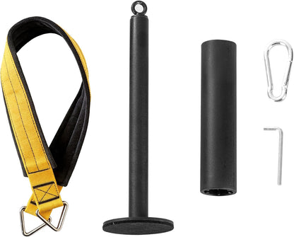 Yellow Wrist Strap Pin&Carabiner, Fits 1"&2" Plates for Gym Training | Heavy steel pin, Yellow strap & stainless carabiner. Fits 1"&2" plates for forearm strength training