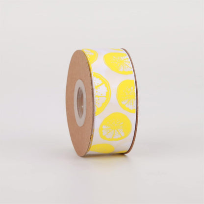 Meseey Lemon Satin Ribbon 40 Yards Yellow White Lime Green Fruit Printed Themed Decorative Ribbons for Gift Wrapping DIY Bows Bridal Shower Birthday Summer Party Decorations(Lemon)