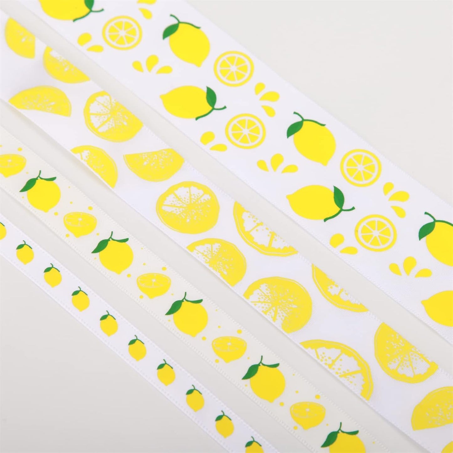 Meseey Lemon Satin Ribbon 40 Yards Yellow White Lime Green Fruit Printed Themed Decorative Ribbons for Gift Wrapping DIY Bows Bridal Shower Birthday Summer Party Decorations(Lemon)