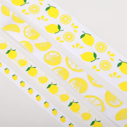 Meseey Lemon Satin Ribbon 40 Yards Yellow White Lime Green Fruit Printed Themed Decorative Ribbons for Gift Wrapping DIY Bows Bridal Shower Birthday Summer Party Decorations(Lemon)