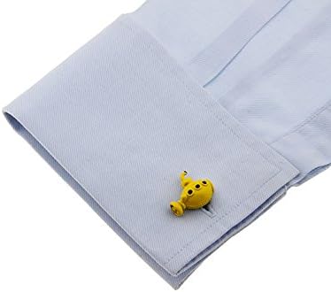 Submarine Yellow Sub Cufflinks Pair in a Presentation Gift Box & Polishing Cloth