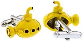 Submarine Yellow Sub Cufflinks Pair in a Presentation Gift Box & Polishing Cloth