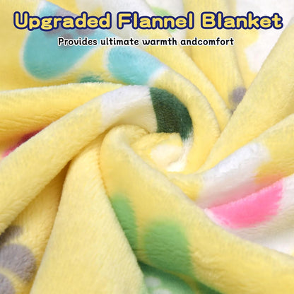 1 Pack 3 Dog Blanket for Large Dogs,41x31 inch for Medium Soft Fluffy Washable Pet Cat Blankets,Reversible Elephant & Paw Print for Dog Kennels & Beds, Sofas,Yellow