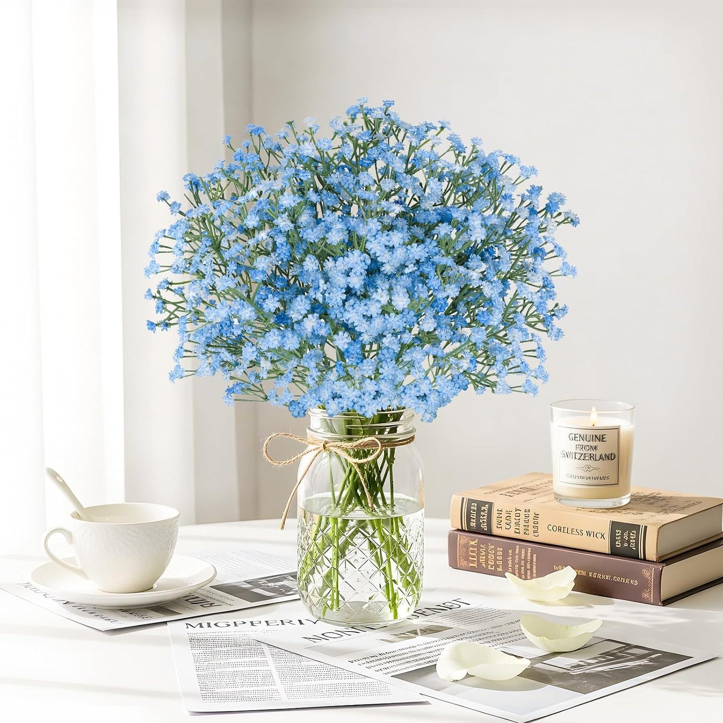 Babys Breath Artificial Flowers Bulk, 10Pcs Fake Gypsophila Bouquet Flowers Real Touch Faux Babies Breath Arrangement for Wedding Floral Party Home Centerpieces Vase Decoration, Yellow
