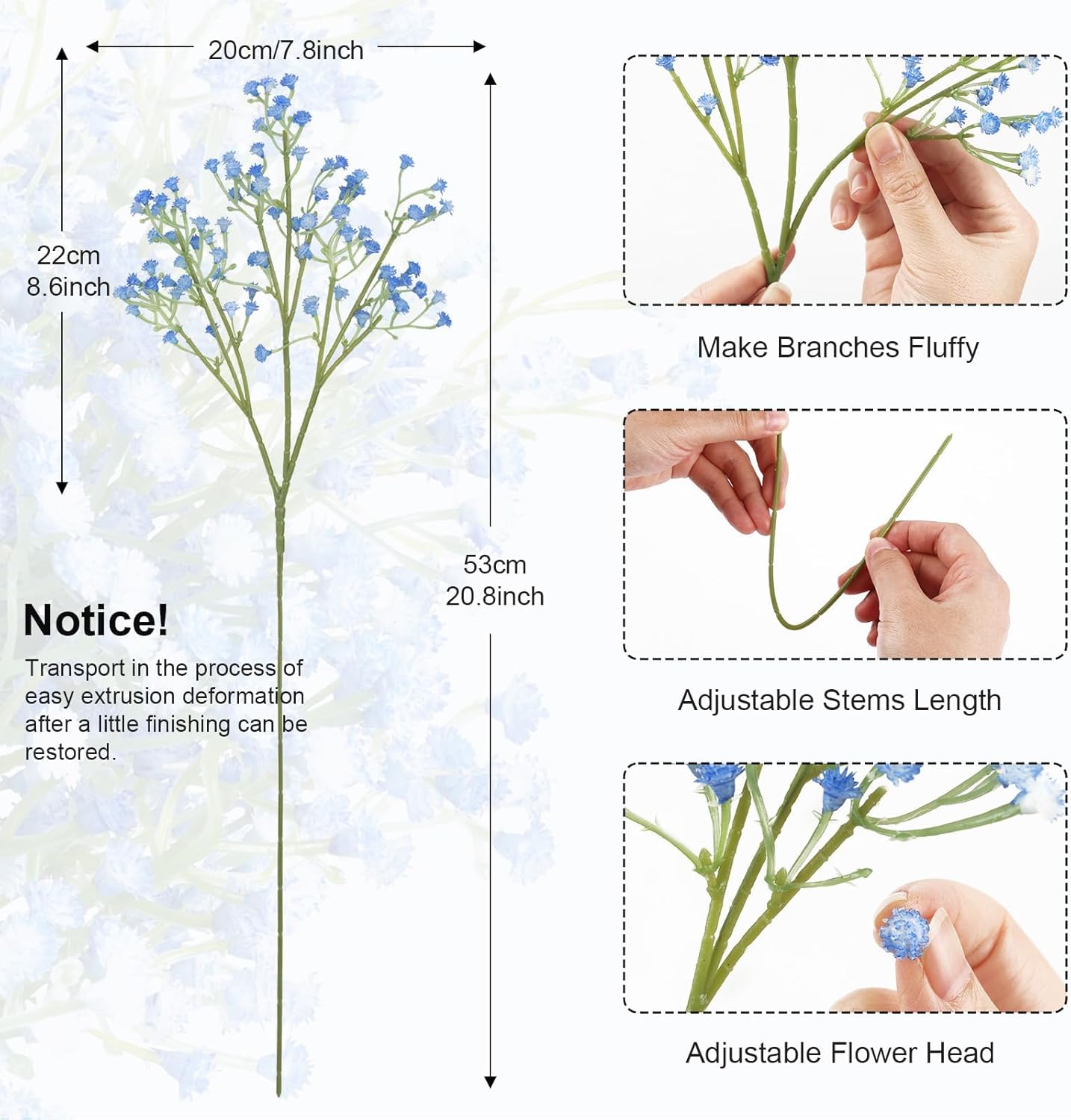 Babys Breath Artificial Flowers Bulk, 10Pcs Fake Gypsophila Bouquet Flowers Real Touch Faux Babies Breath Arrangement for Wedding Floral Party Home Centerpieces Vase Decoration, Yellow