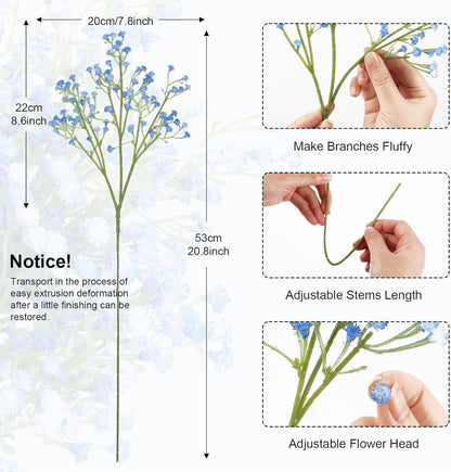 Babys Breath Artificial Flowers Bulk, 10Pcs Fake Gypsophila Bouquet Flowers Real Touch Faux Babies Breath Arrangement for Wedding Floral Party Home Centerpieces Vase Decoration, Yellow