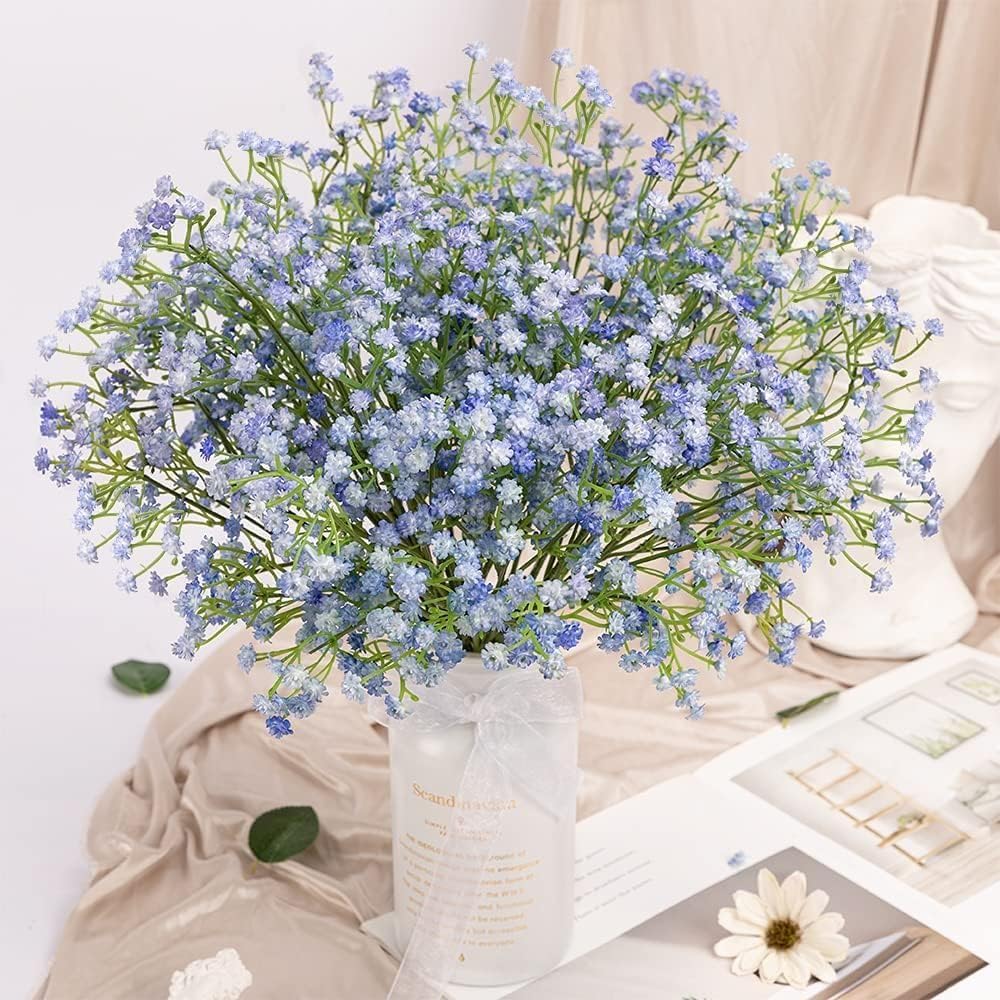 Babys Breath Artificial Flowers Bulk, 10Pcs Fake Gypsophila Bouquet Flowers Real Touch Faux Babies Breath Arrangement for Wedding Floral Party Home Centerpieces Vase Decoration, Yellow