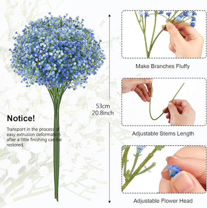 Babys Breath Artificial Flowers Bulk, 10Pcs Fake Gypsophila Bouquet Flowers Real Touch Faux Babies Breath Arrangement for Wedding Floral Party Home Centerpieces Vase Decoration, Yellow