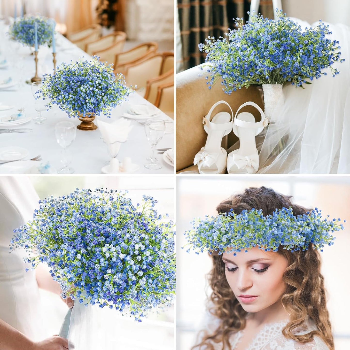 Babys Breath Artificial Flowers Bulk, 10Pcs Fake Gypsophila Bouquet Flowers Real Touch Faux Babies Breath Arrangement for Wedding Floral Party Home Centerpieces Vase Decoration, Yellow