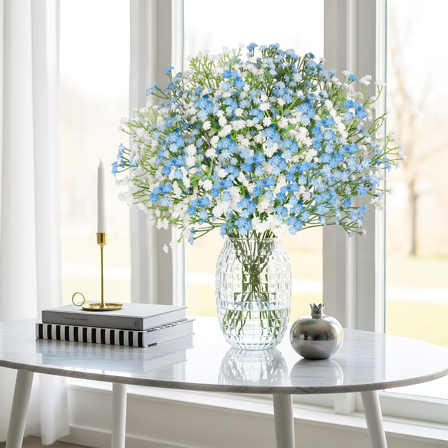 Babys Breath Artificial Flowers Bulk, 10Pcs Fake Gypsophila Bouquet Flowers Real Touch Faux Babies Breath Arrangement for Wedding Floral Party Home Centerpieces Vase Decoration, Yellow