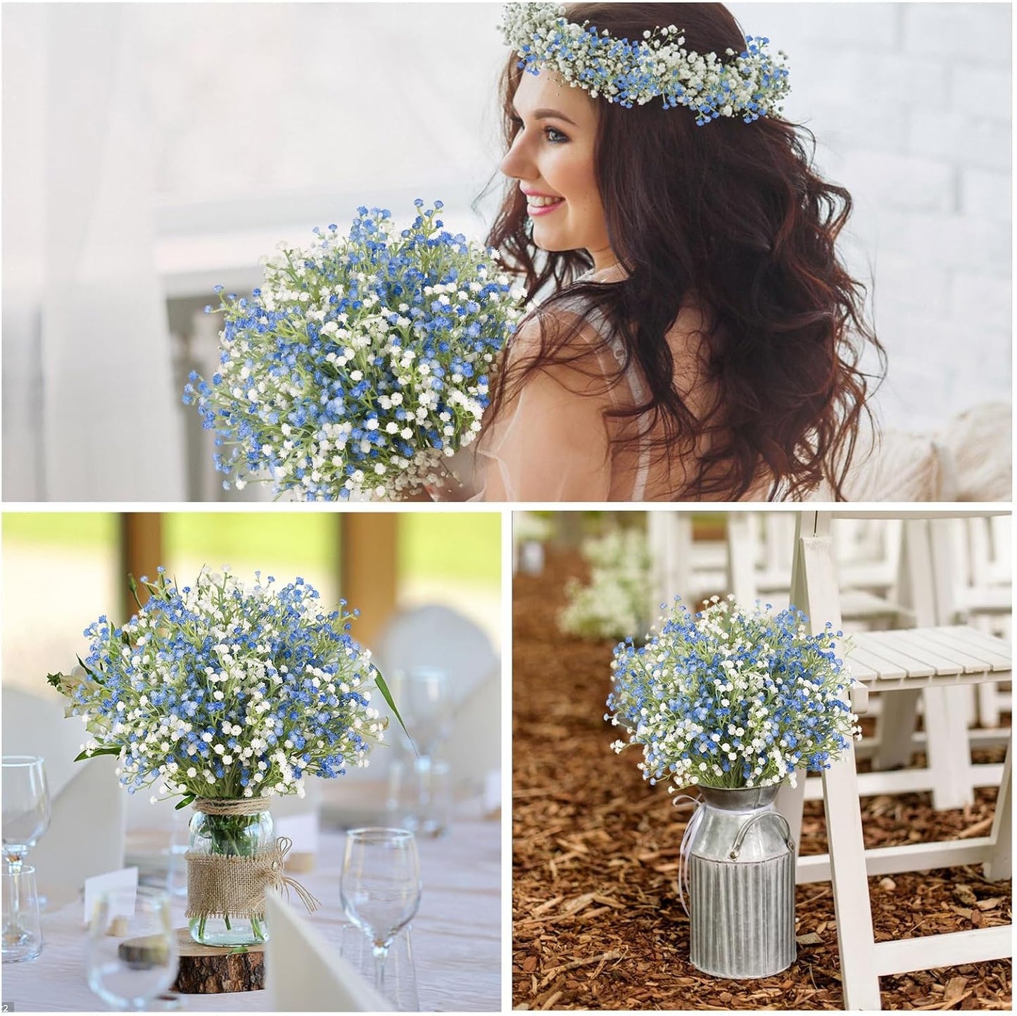 Babys Breath Artificial Flowers Bulk, 10Pcs Fake Gypsophila Bouquet Flowers Real Touch Faux Babies Breath Arrangement for Wedding Floral Party Home Centerpieces Vase Decoration, Yellow