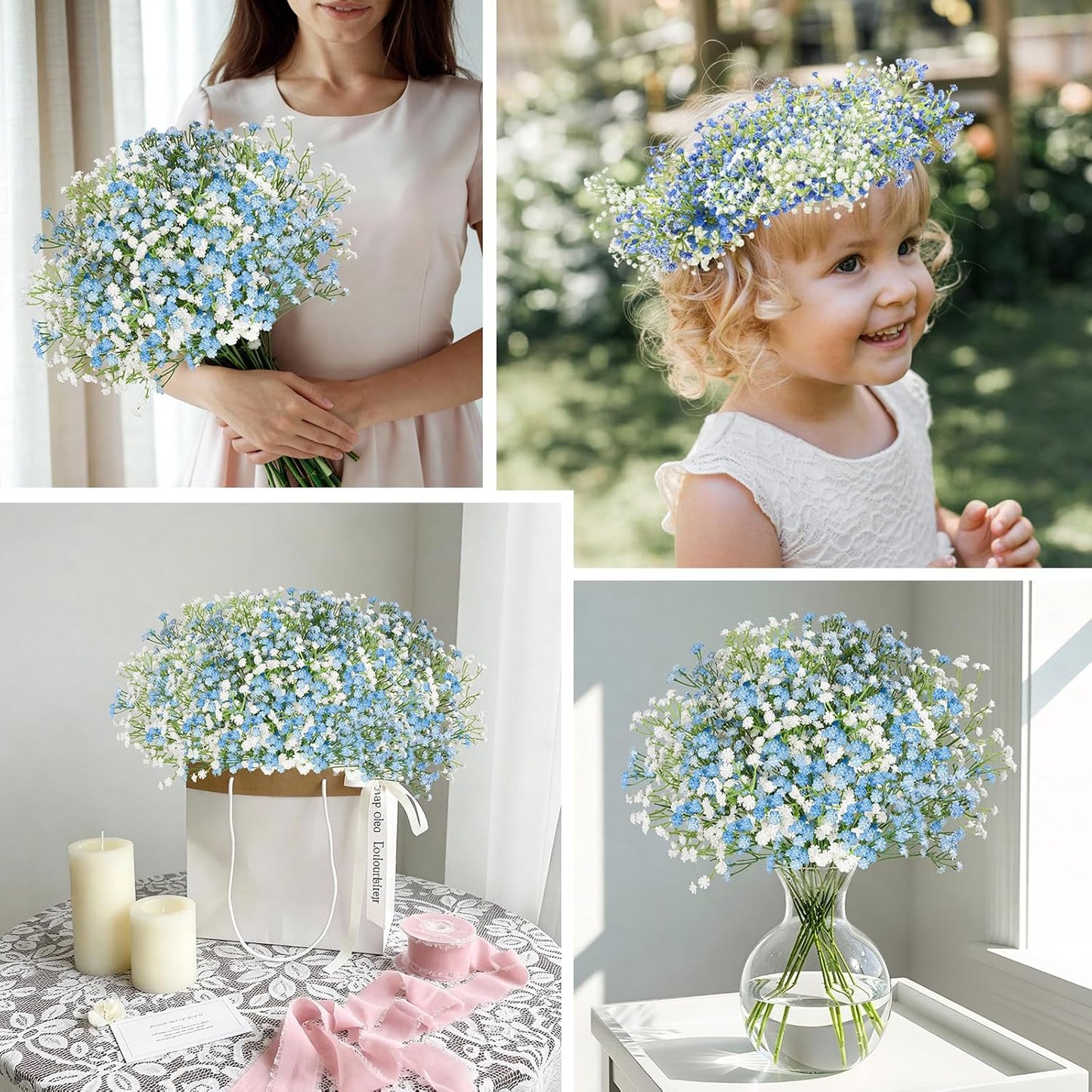 Babys Breath Artificial Flowers Bulk, 10Pcs Fake Gypsophila Bouquet Flowers Real Touch Faux Babies Breath Arrangement for Wedding Floral Party Home Centerpieces Vase Decoration, Yellow