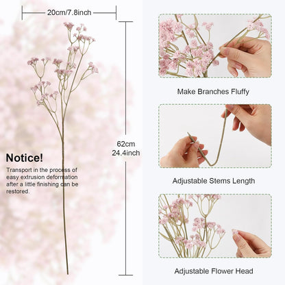 Babys Breath Artificial Flowers Bulk, 10Pcs Fake Gypsophila Bouquet Flowers Real Touch Faux Babies Breath Arrangement for Wedding Floral Party Home Centerpieces Vase Decoration, Yellow